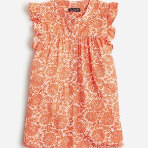 J. Crew Orange and White Paisley Sleeveless Ruffle-trim Top in Floral Boquet